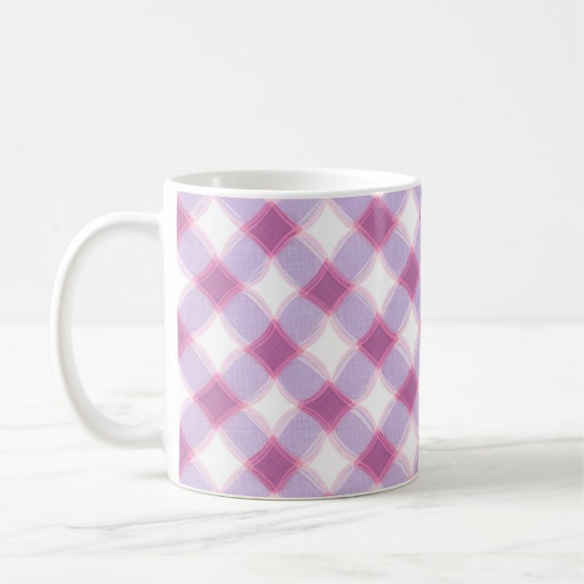 Elegant Pink Purple Geometric Pattern Mug Kaffemugg (Vänster)