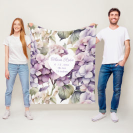 Elegant pink purple watercolor hydrangeas  fleecefilt