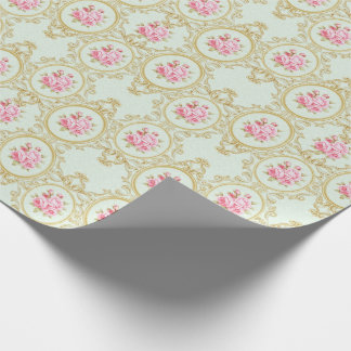 Elegant Pink Rose and Gold Baroque Frame Presentpapper