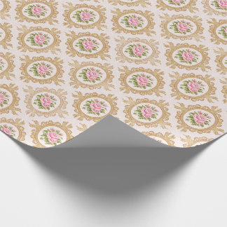 Elegant Pink Rose and Gold Baroque Frame Presentpapper