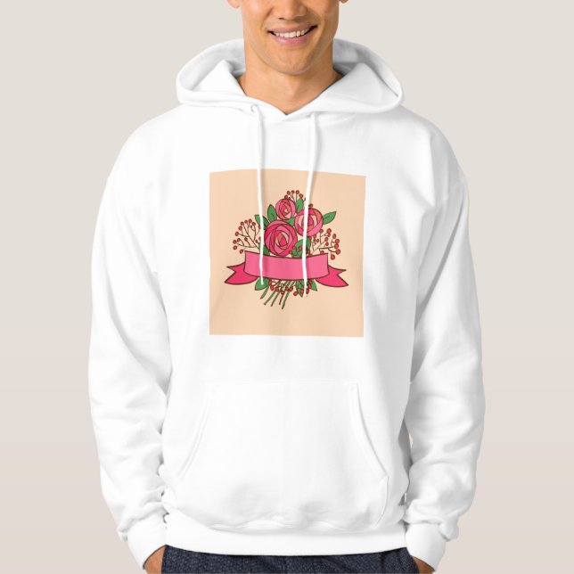 Elegant Pink Rose Floral Bouquet Hoodie (Framsida)