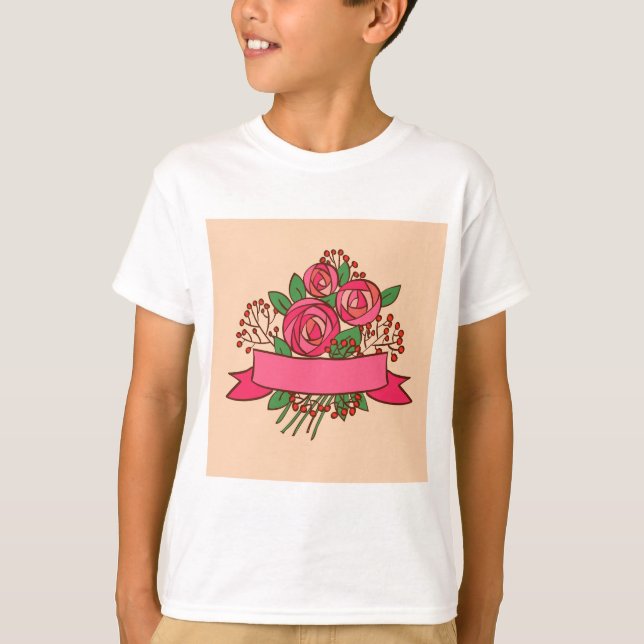 Elegant Pink Rose Floral Bouquet T Shirt (Framsida)