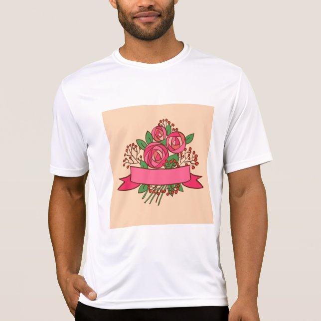 Elegant Pink Rose Floral Bouquet T Shirt (Framsida)