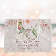 Elegant Pink Rose Peony Floral Wedding Gift