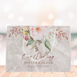 Elegant Pink Rose Peony Floral Wedding Gift