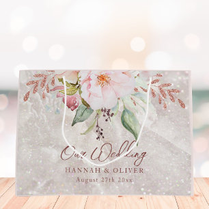 Elegant Pink Rose Peony Floral Wedding Gift