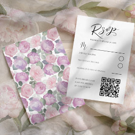Elegant Pink Rose RSVP Wedding Card OSA Kort