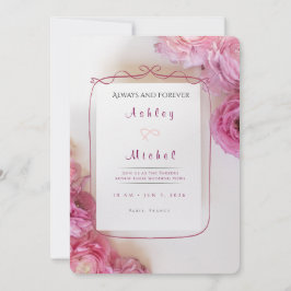 Elegant Pink Roses Paris Vow Renewal Invitation Inbjudningar