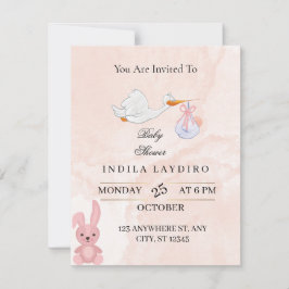 Elegant Pink Stork Baby Shower  Anteckningskort