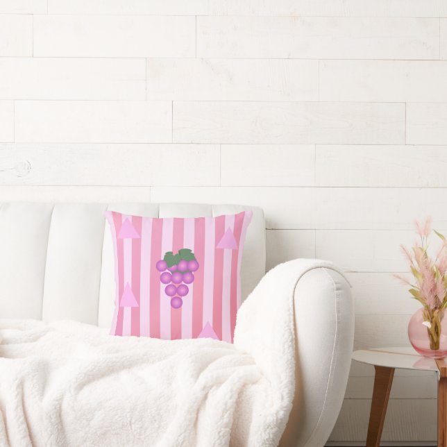 Elegant Pink Stripe with Faith Fruit Grape Design Kudde (Soffa)