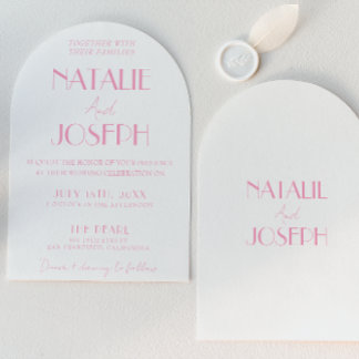 Elegant Pink Stylish Minimalist Arched Wedding Inbjudningar
