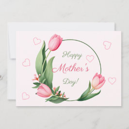Elegant Pink Tulips Floral Happy Mother’s Day Kort