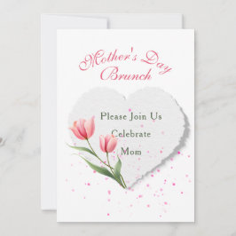 Elegant Pink Tulips & Paper Heart Invitation Kort
