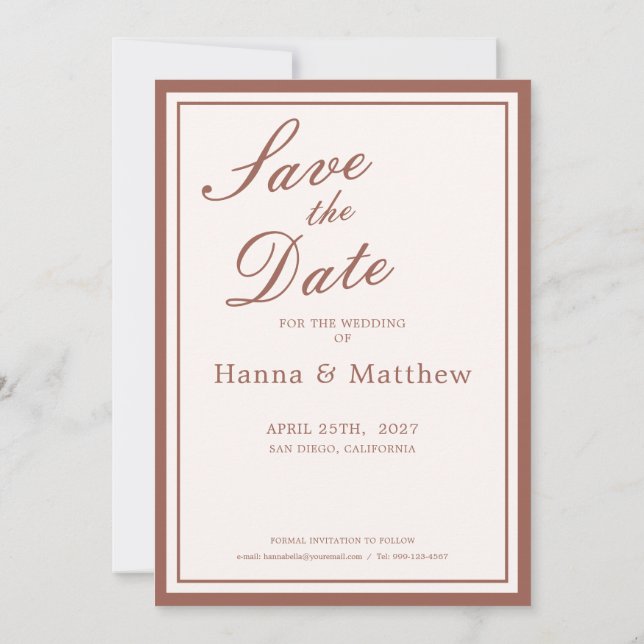 Elegant Pink Watercolor Floral Monogram Wedding Spara Datumet (Baksida)