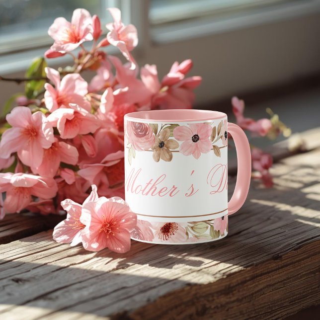 Elegant Pink Watercolor Flower Coffee Mug Mugg (Skapare uppladdad)