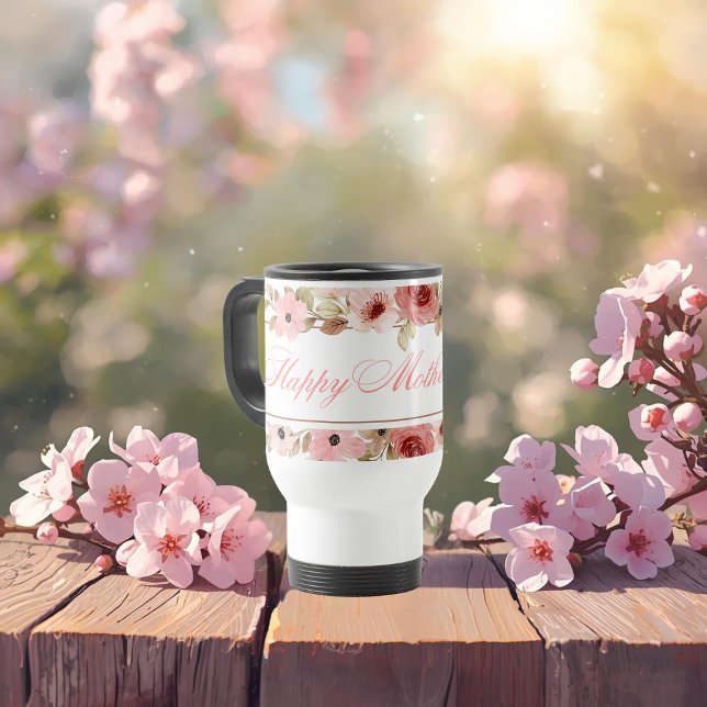 Elegant Pink Watercolor Flower Travel Mug Resemugg (Skapare uppladdad)