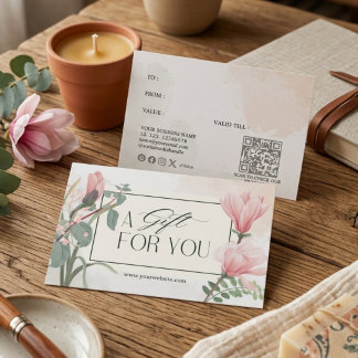 Elegant Pink White Floral A Gift For You  Visitkort