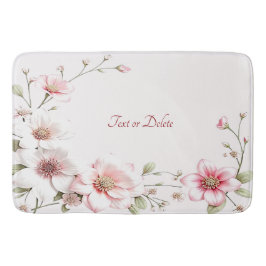 Elegant Pink White Floral Bath Mat Badrumsmatta