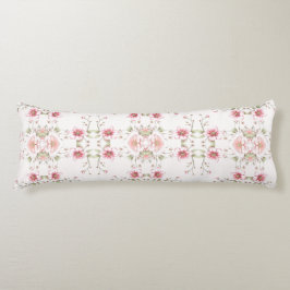 Elegant Pink White Floral Body Pillow Kroppskudde