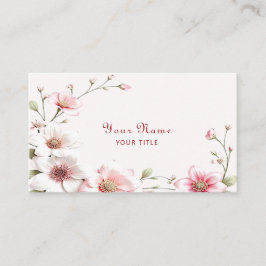 Elegant Pink White Floral Business Card Visitkort