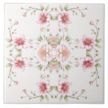 Elegant Pink White Floral Ceramic Tile Kakelplatta<br><div class="desc">Beautiful Elegant Pink White Floral Ceramic Tile</div>