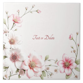 Elegant Pink White Floral Ceramic Tile Kakelplatta