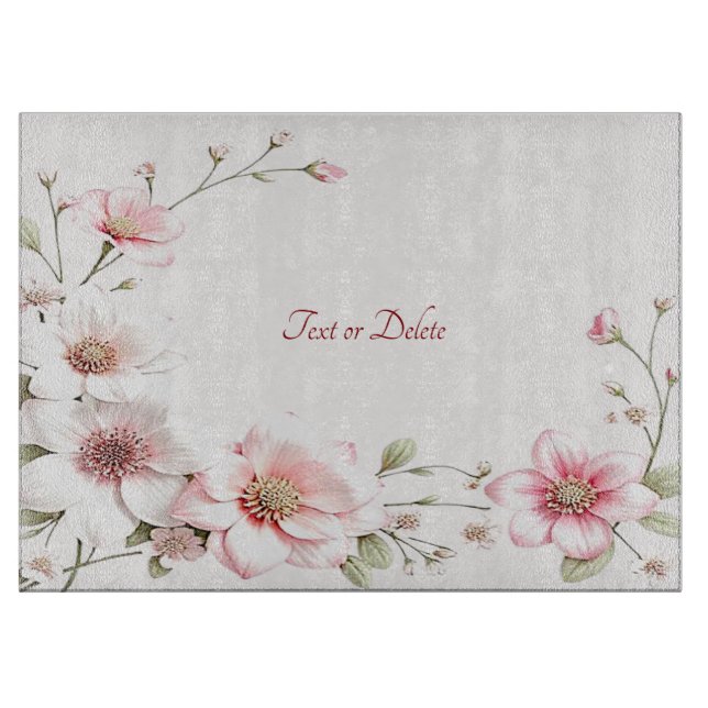 Elegant Pink White Floral Cutting Board (Framsidan)