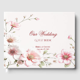 Elegant Pink White Floral Guest Book Gästböcker