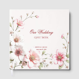 Elegant Pink White Floral Guest Book Gästböcker