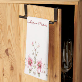 Elegant Pink White Floral Kitchen Towel Kökshandduk