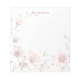 Elegant Pink White Floral Notepad Anteckningsblock