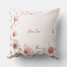 Elegant Pink White Floral Throw Pillow Kudde