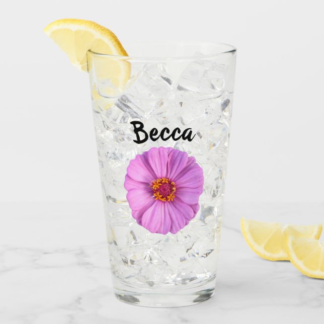 Elegant Pink Zinnia Flower Personalized Glaskopp (Framsida Ice)