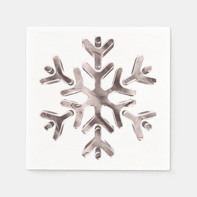 Elegant Pinkish Grått Snowflake Winter Party Pappersservett (Framsidan)
