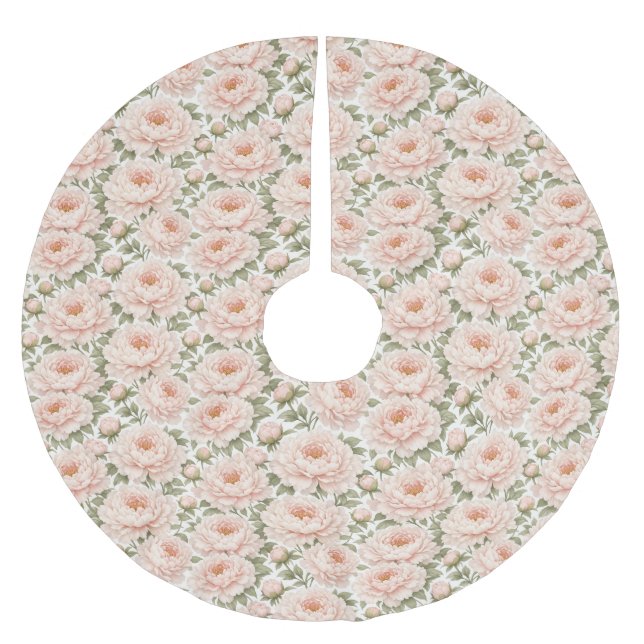 Elegant Pion Blommönster Julgransmatta Borstad Polyester (Framsidan)