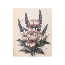 Elegant Pion & Lavendel Metall Prin