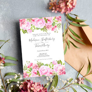 Elegant Pion Vattenfärg Blommig Spara Datum Datumet