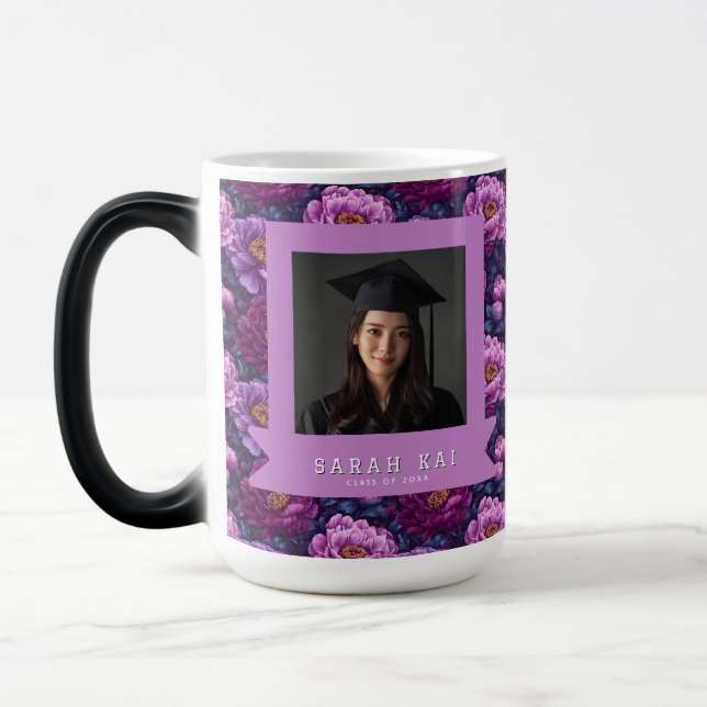 Elegant pioner blomster examenspresent magisk mugg (Vänster)