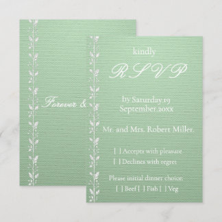 Elegant pistagegrön bröllops-RSVP-kort OSA Kort