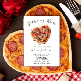 Elegant Pizza My Heart Italienska Möhippan Inbjudningar