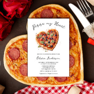 Elegant Pizza My Heart Italienska Möhippan Inbjudningar