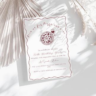 Elegant Pizza och vin födelsedagsinbjudan Inbjudningar