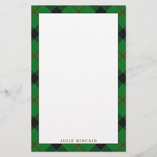 Elegant pläd för klanKincaid Tartan Brevpapper (Framsida)