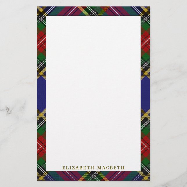 Elegant pläd för klanMacBeth Tartan Brevpapper (Framsida)
