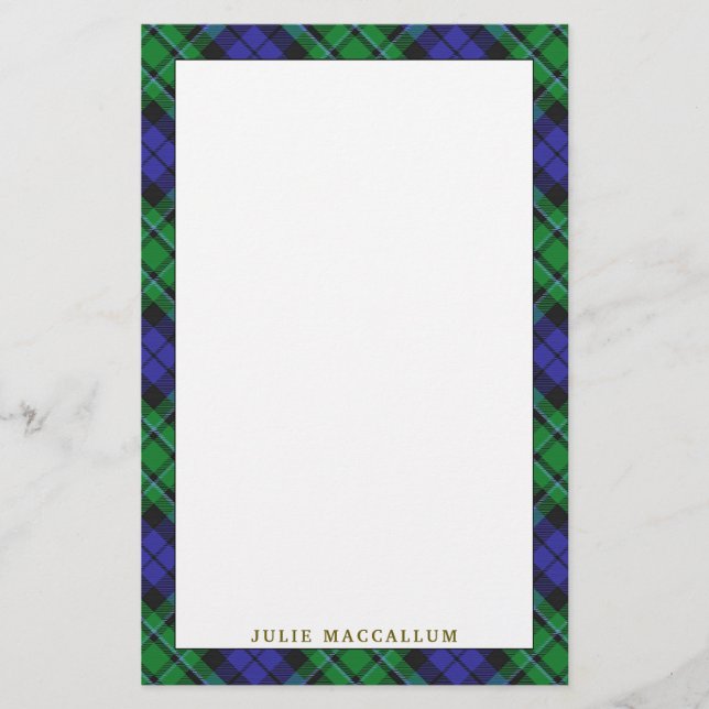 Elegant pläd för klanMacCallum Tartan Brevpapper (Framsida)