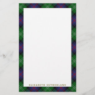 Elegant pläd för klanSutherland Tartan Brevpapper