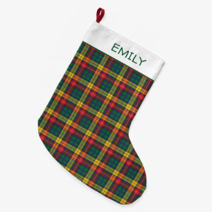 Elegant Plaid Buchanan Tartan Personlig Stor Julstrumpa