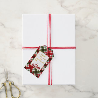 Elegant Plaid God Jul & Bibelvers Presentetikett
