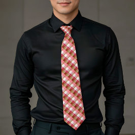 Elegant Plaid Gold Red Luxe Aesthetics Necktie Slips