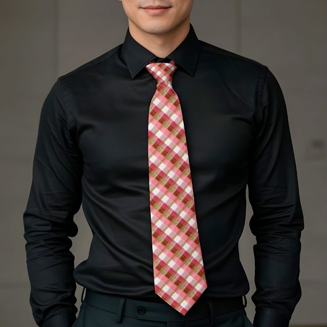 Elegant Plaid Gold Red Luxe Aesthetics Necktie Slips (Skapare uppladdad)